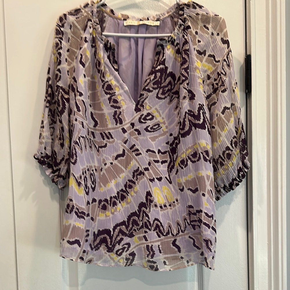Marie Oliver Women's Purple Patterned Top